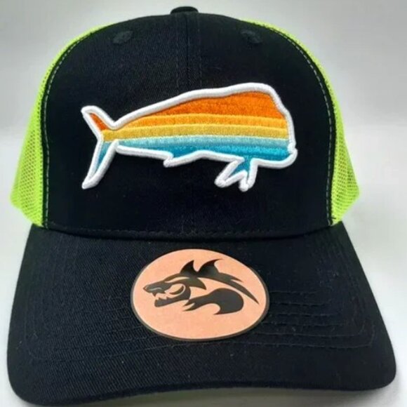 Dorado Mahi Dolphin Fish Embroidered Mesh Snapback Fishing Hat Cap - Picture 1 of 4